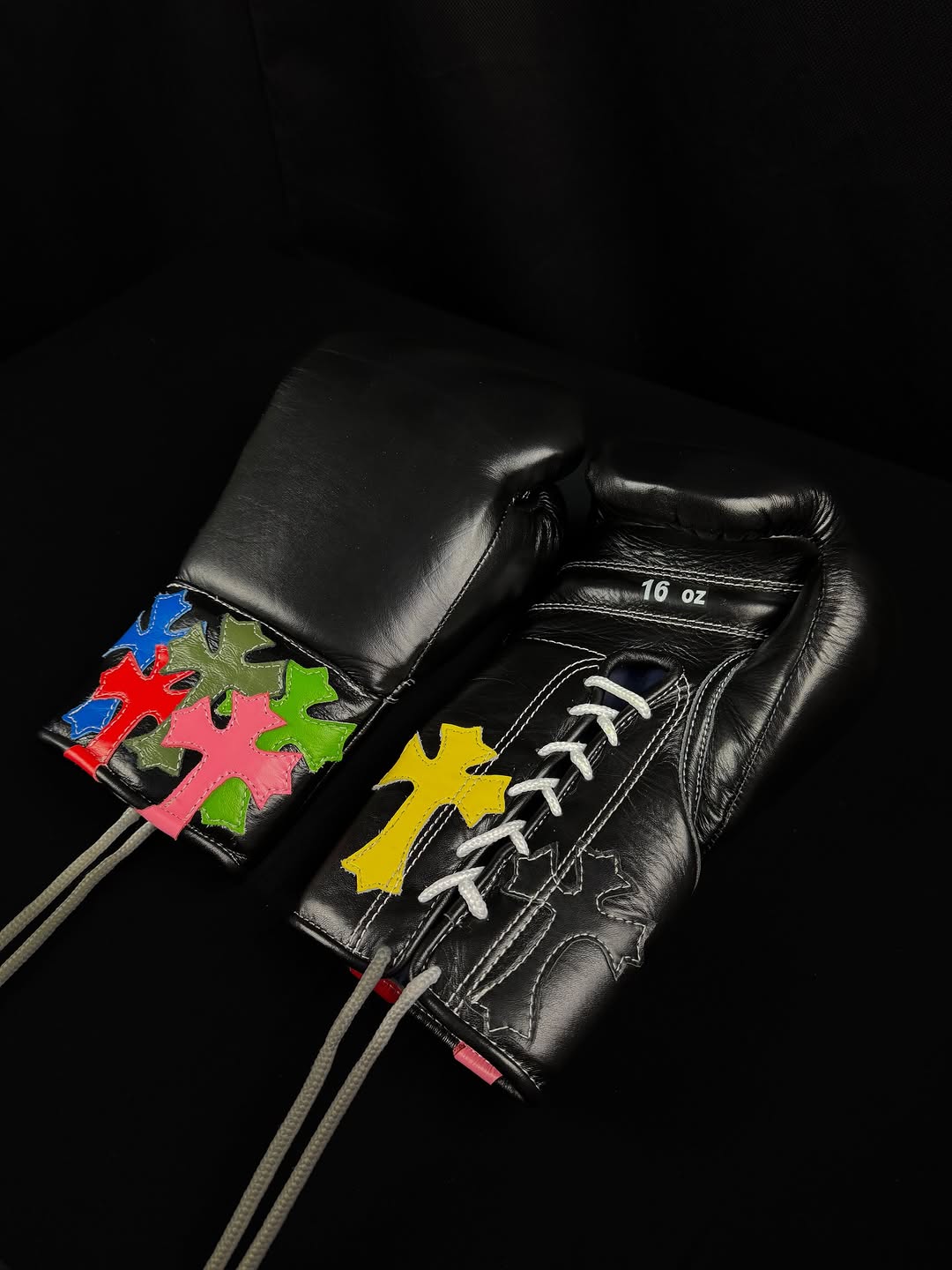 Chrome Hearts Boxing Gloves Black Pure Cowhide Leather