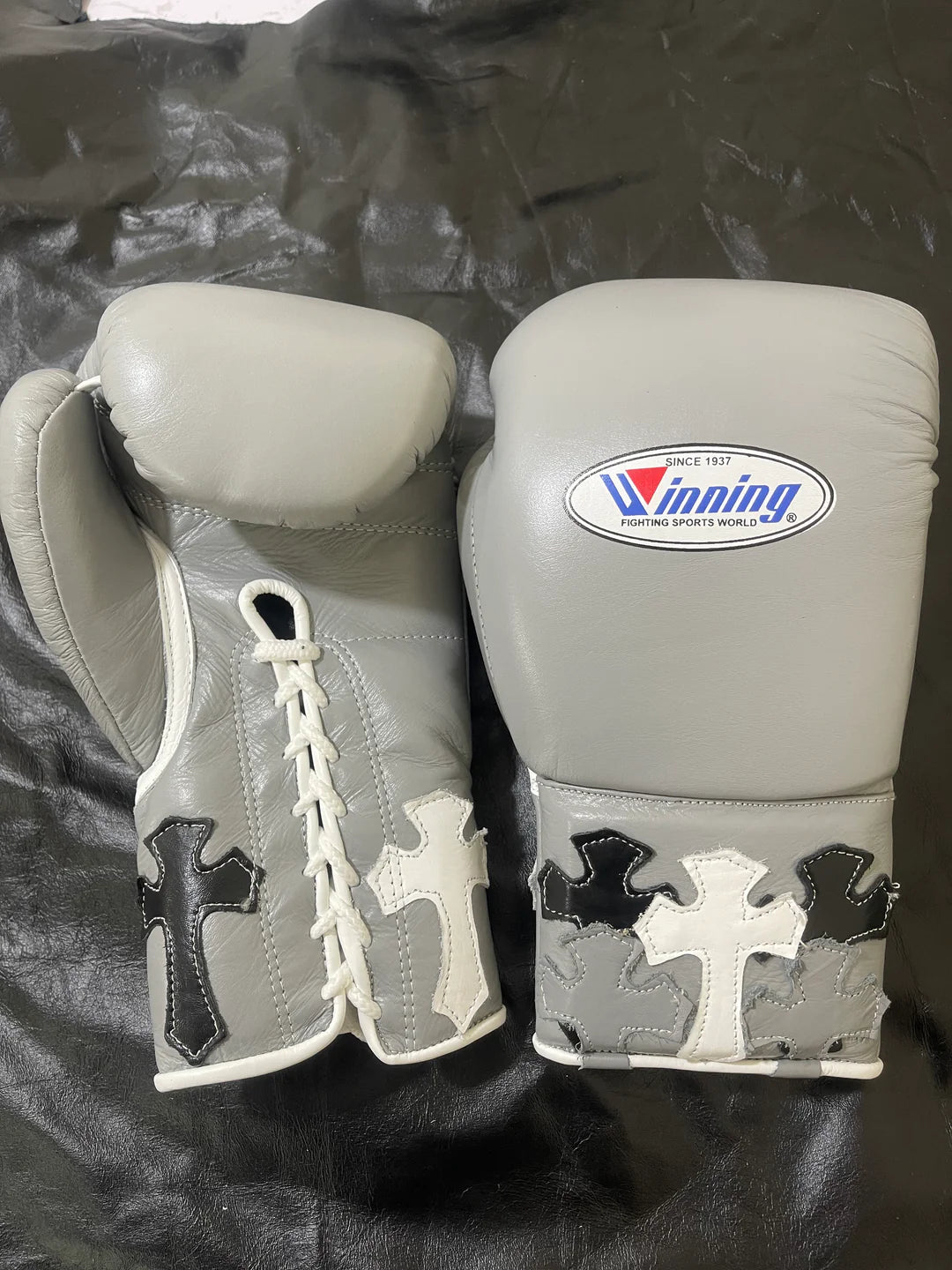 Custom Handmade Chrome hearts boxing gloves - Grey
