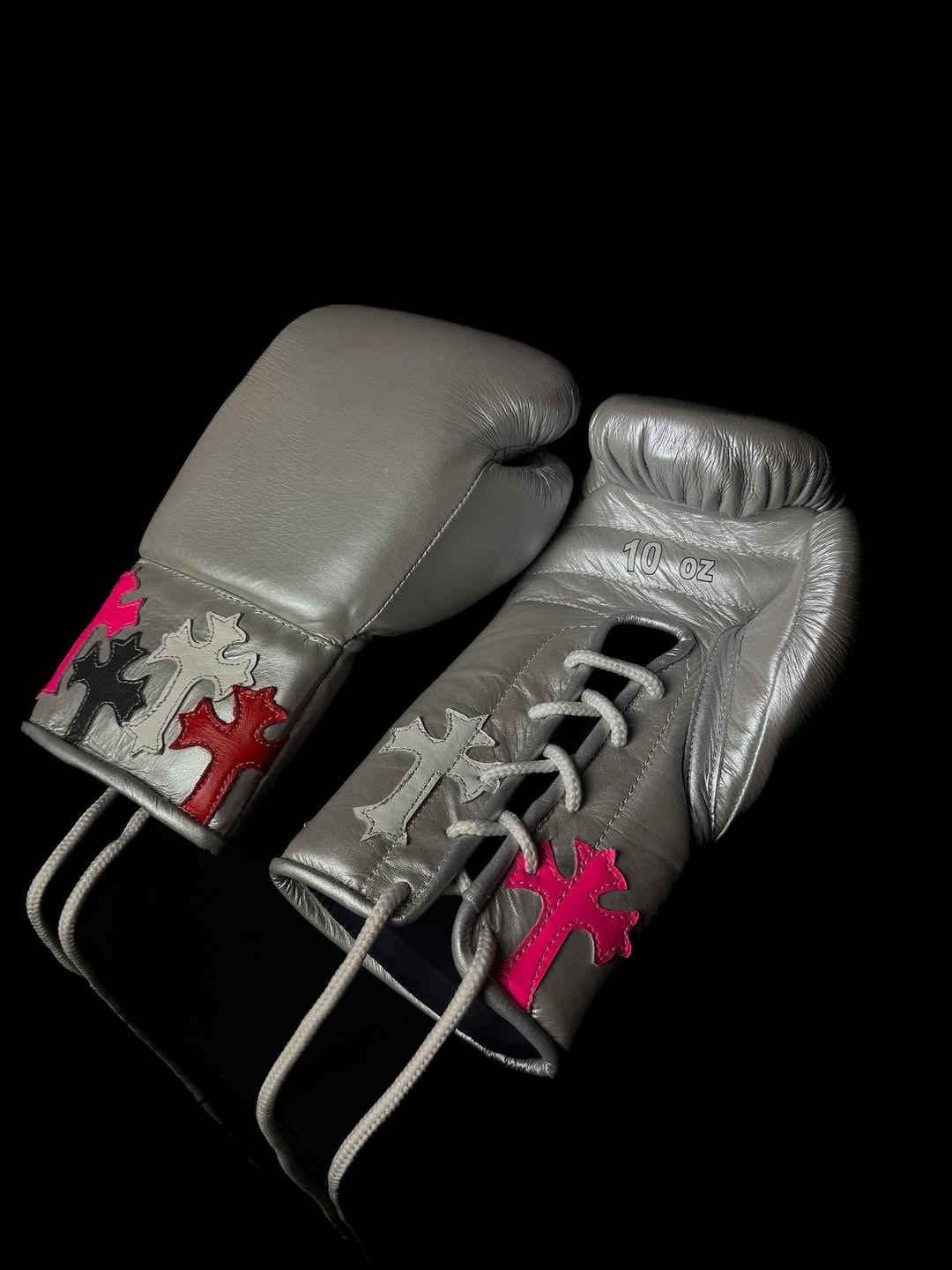 Chrome Hearts Boxing Gloves Silver Pure Cowhide Leather