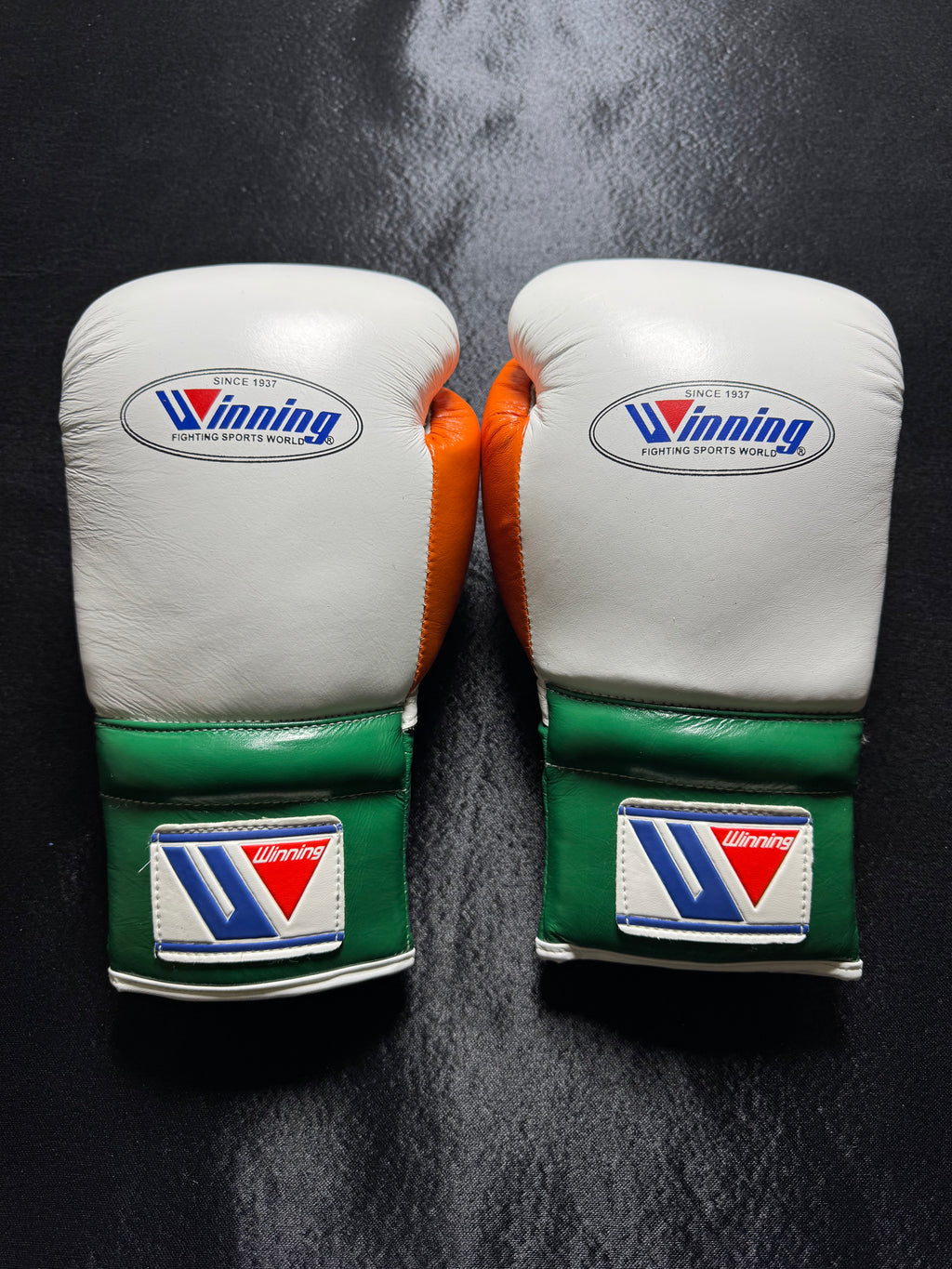 Winning Boxing Gloves - White,Green and Orange Combination