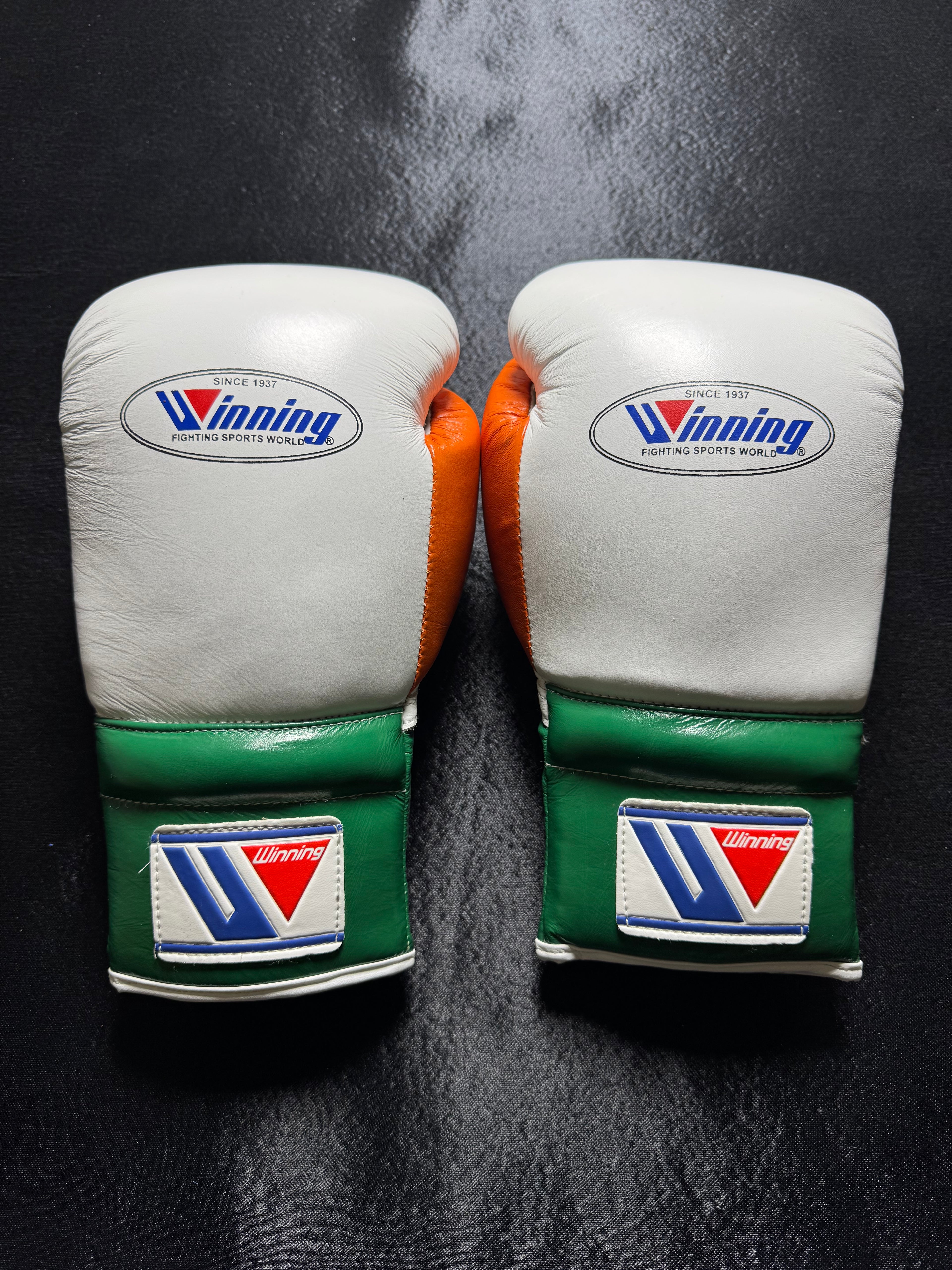 Winning Boxing Gloves - White,Green and Orange Combination