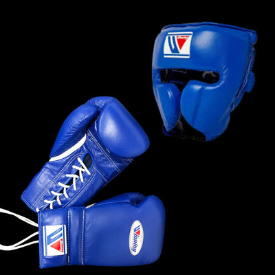 Boxing Gloves and  Head Guard - Blue