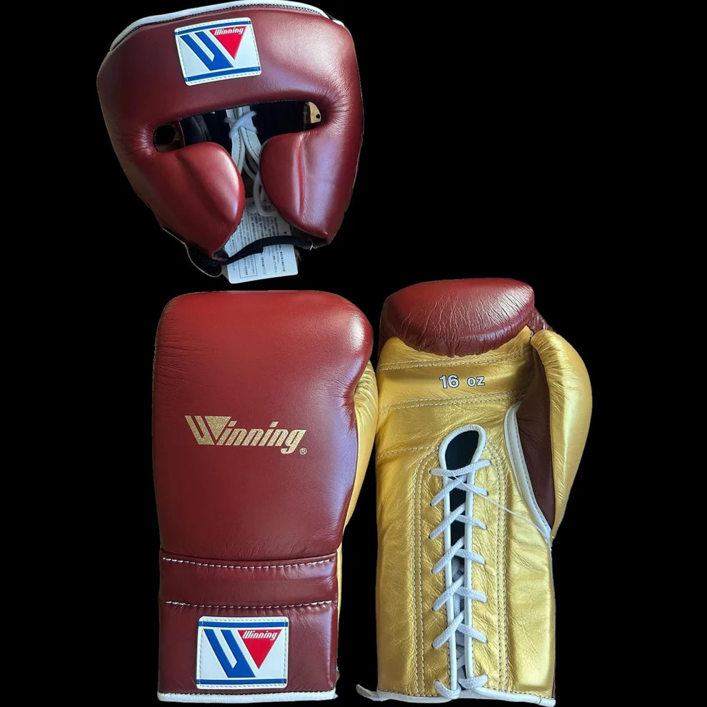 Boxing Gloves and  Head Guard - Chocolate Brown Gold