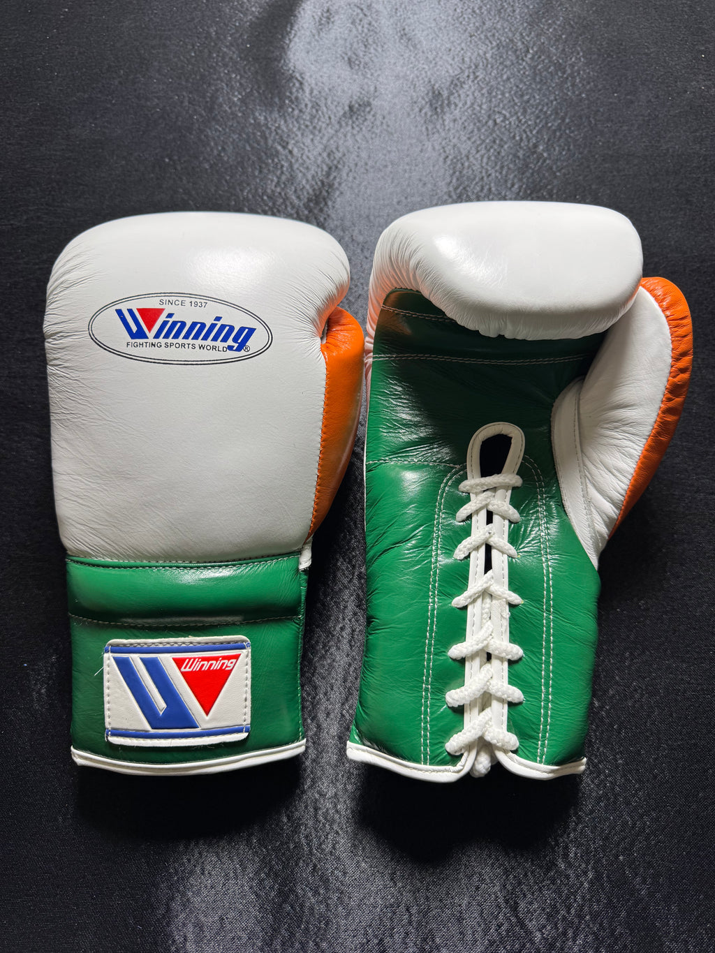 Winning Boxing Gloves - White,Green and Orange Combination