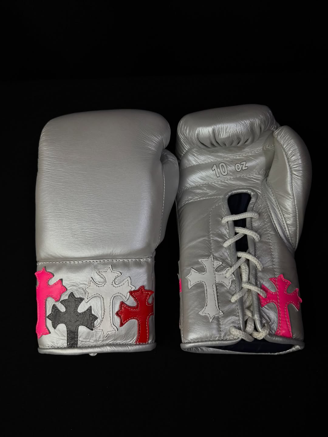 Chrome Hearts Boxing Gloves Silver Pure Cowhide Leather