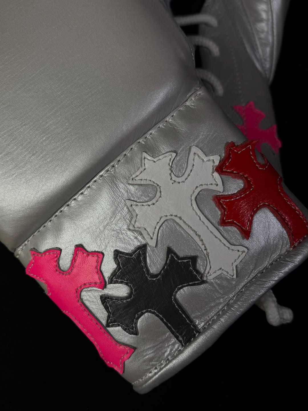 Chrome Hearts Boxing Gloves Silver Pure Cowhide Leather