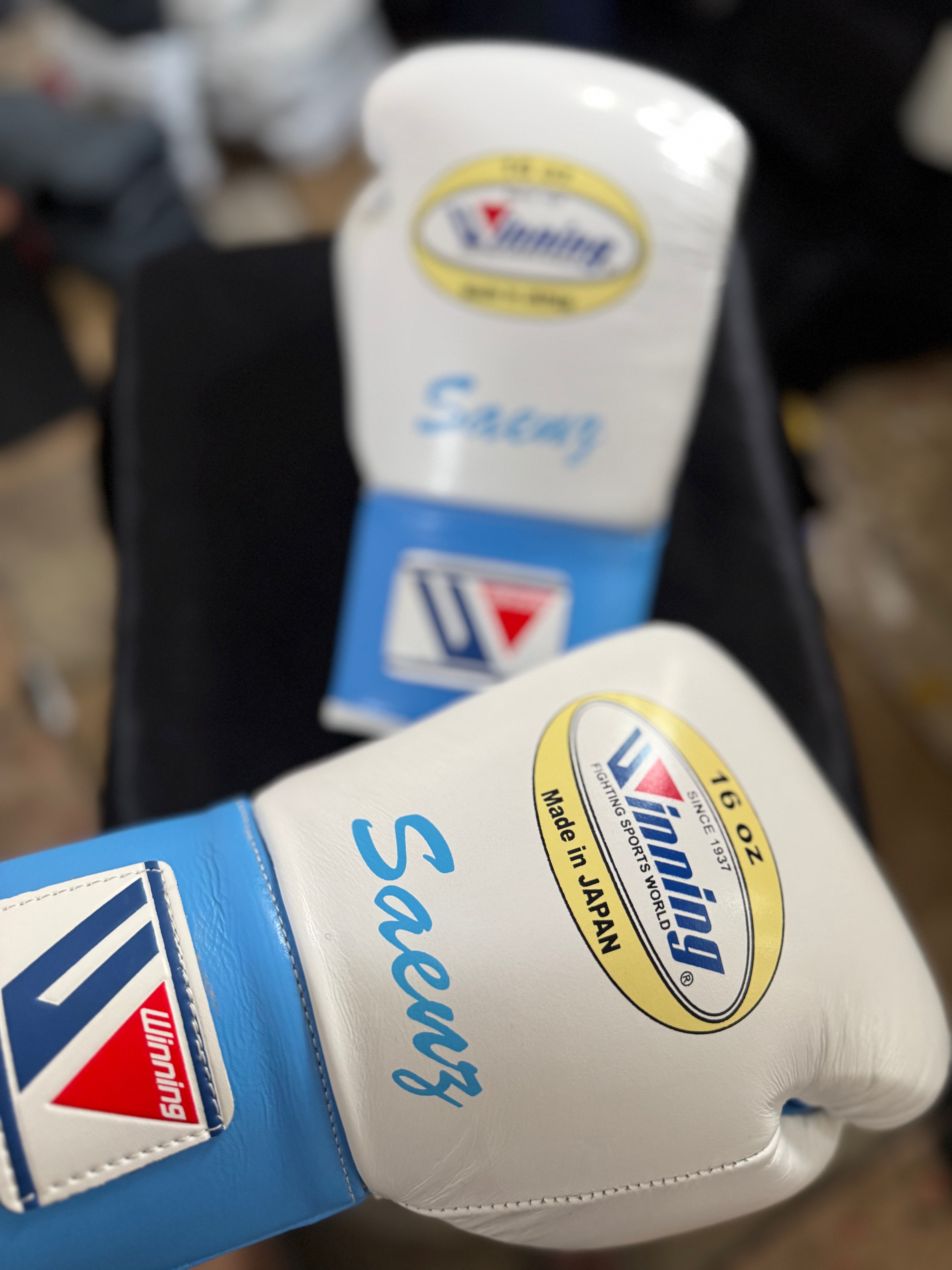 Winning Pro Boxing Gloves - Light blue and White