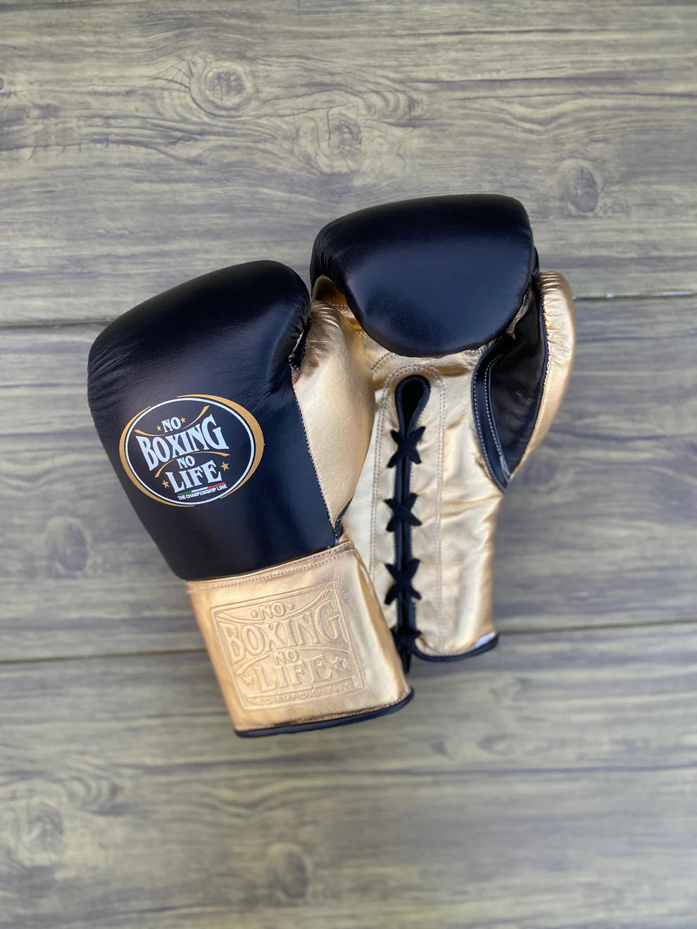 No Boxing No Life Boxing Gloves Set - Gold Black