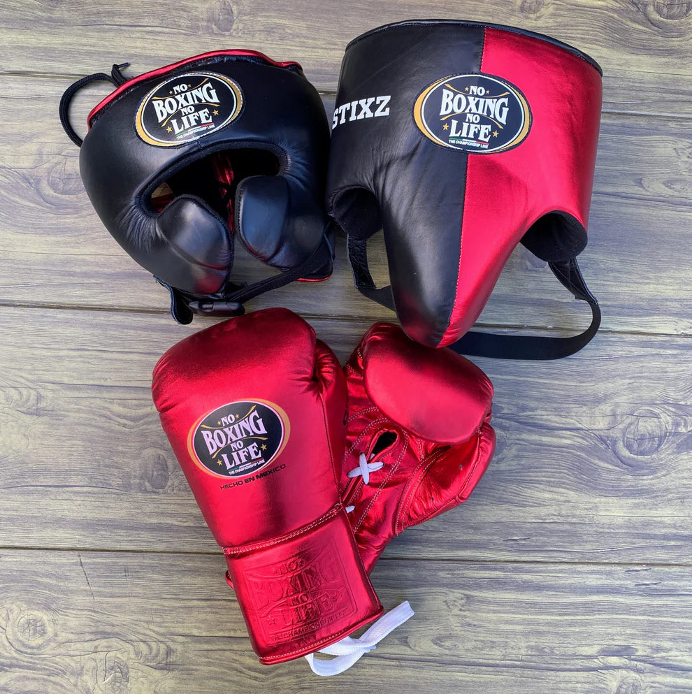 No Boxing No Life Boxing Gloves Set - Red Black