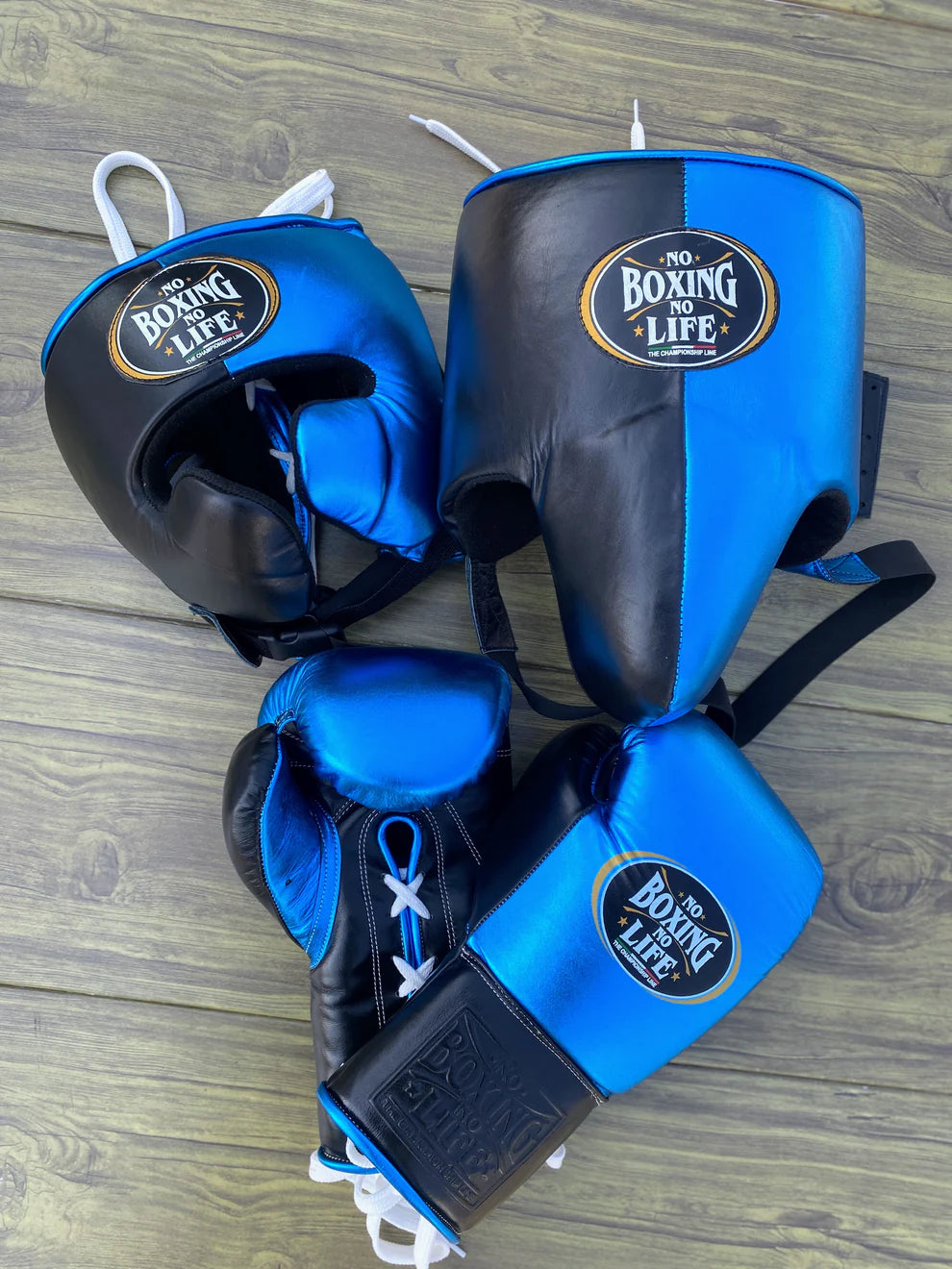 No Boxing No Life Boxing Gloves Set - Blue Black