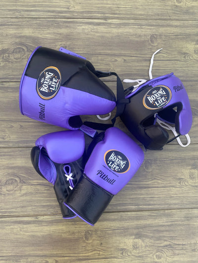 No Boxing No Life Boxing Gloves Set - Purple Black