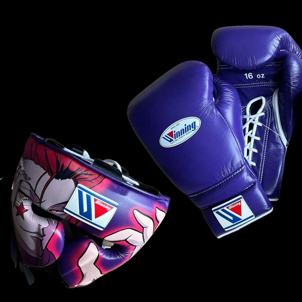 Boxing Gloves and  Head Guard - Purple